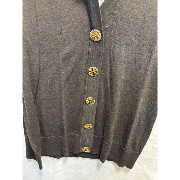 Tory Burch Womens Merino Wool & Cotton Ruffle Collar Cardigan Sweater Size L - Picture 10 of 14